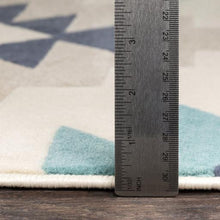 Load image into Gallery viewer, Blue + Gold Patterned Rug
